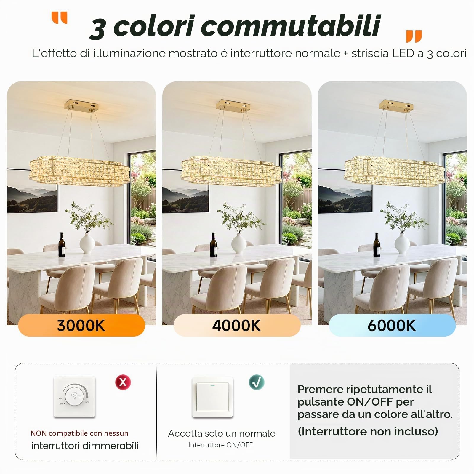 Lampadario moderno in cristallo dorato, lampade a sospensione ovali a LED, lampadari dorati regolabili per ingresso, soggiorno, sala da pranzo 80x35 cm