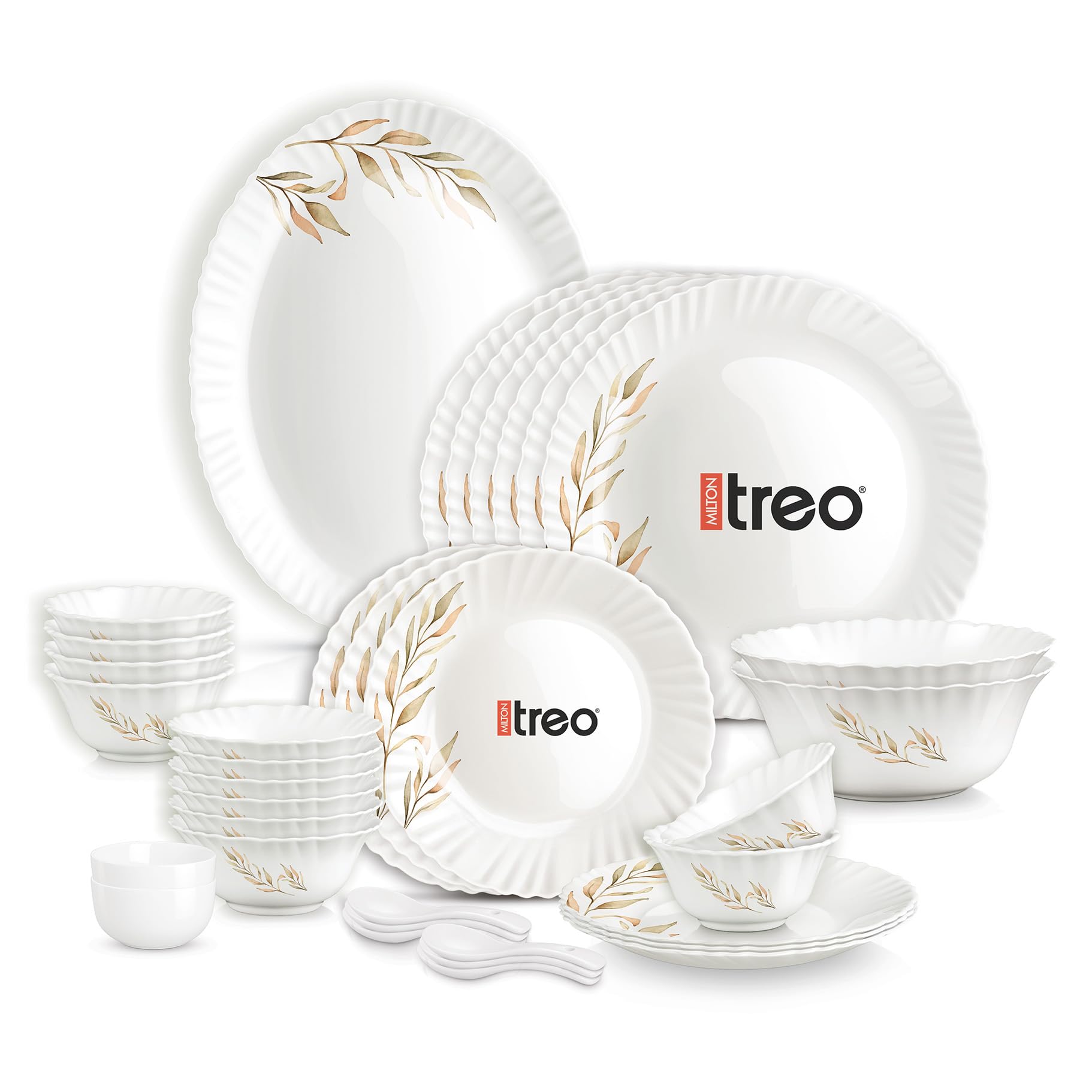 Treo by Milton Opalware Aurelia Selene Dinner Set of 35 | Serving