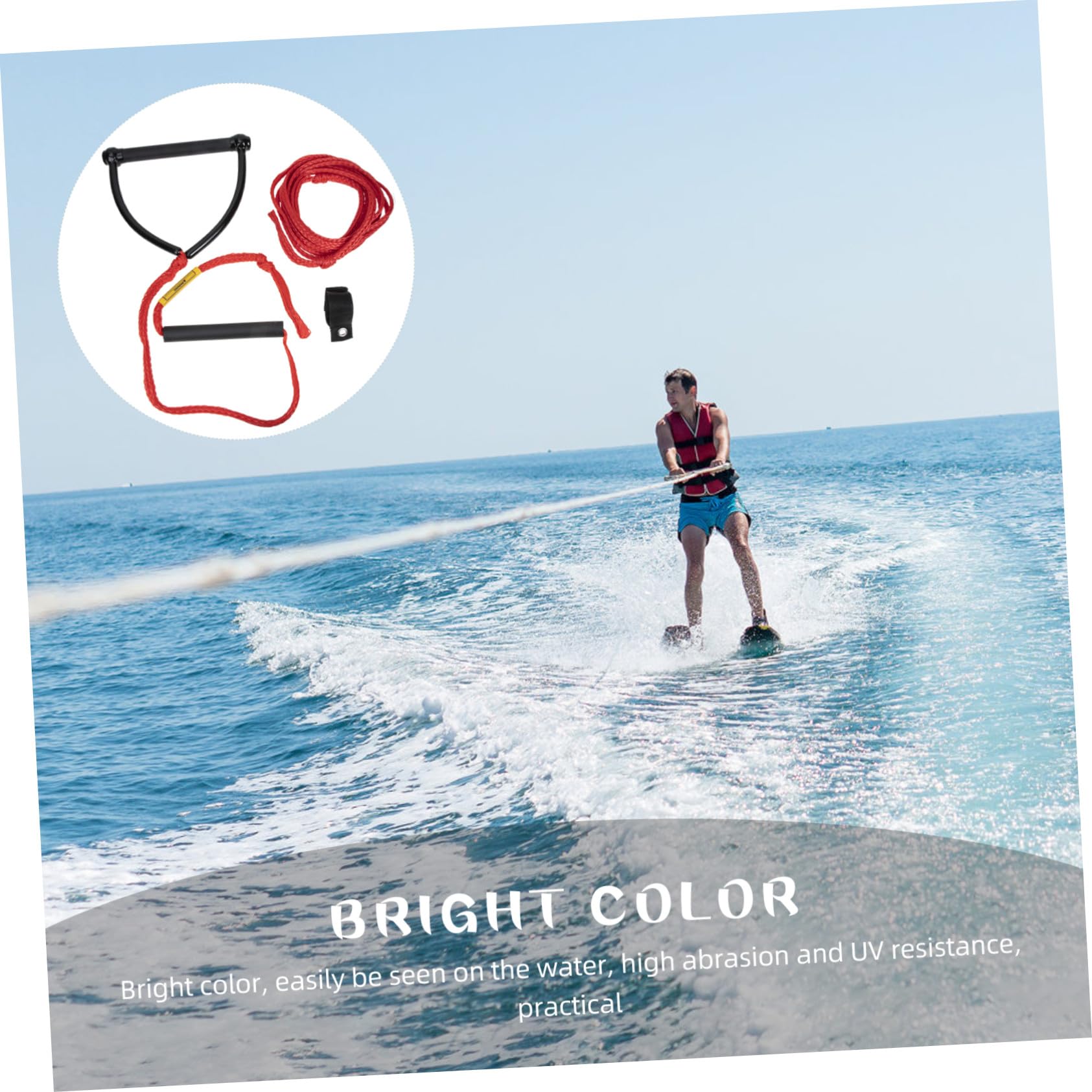Wasserski Seil mit Griff Verschleißfestes Wakeboard zugseil aus Langlebigem Polypropylen und Aluminium Stabiles Tragbares Wassersportseil für Wakeboarden und Wasserski Komfortabel