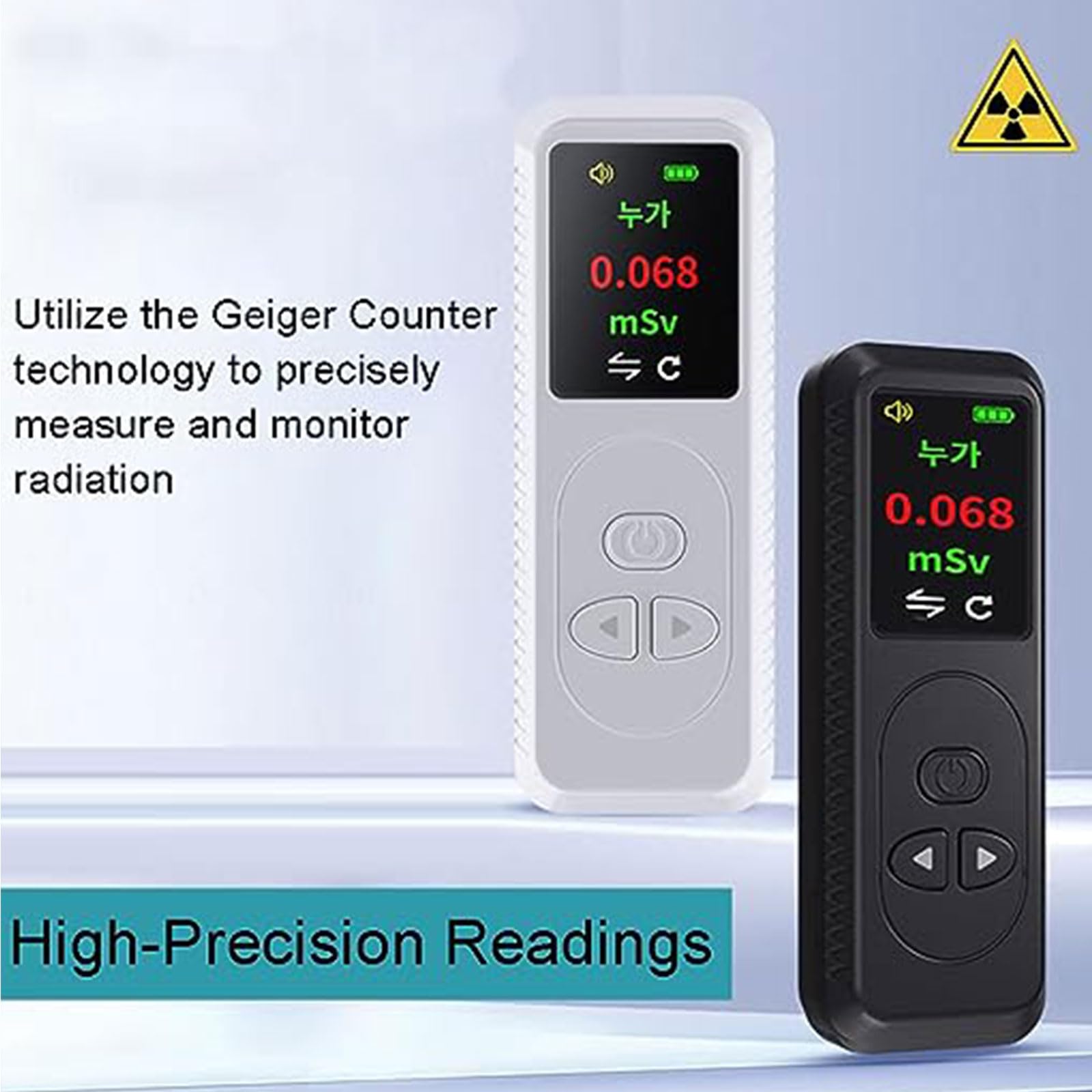 JITEM Geiger Counter Nuklearstrahlungsdetektor, Strahlungsdosimeter mit LCD-Display, tragbar, Handgerät, Beta-Gamma-Röntgenstrahlung, professionell, persönlicher Dosisalarm, weiß