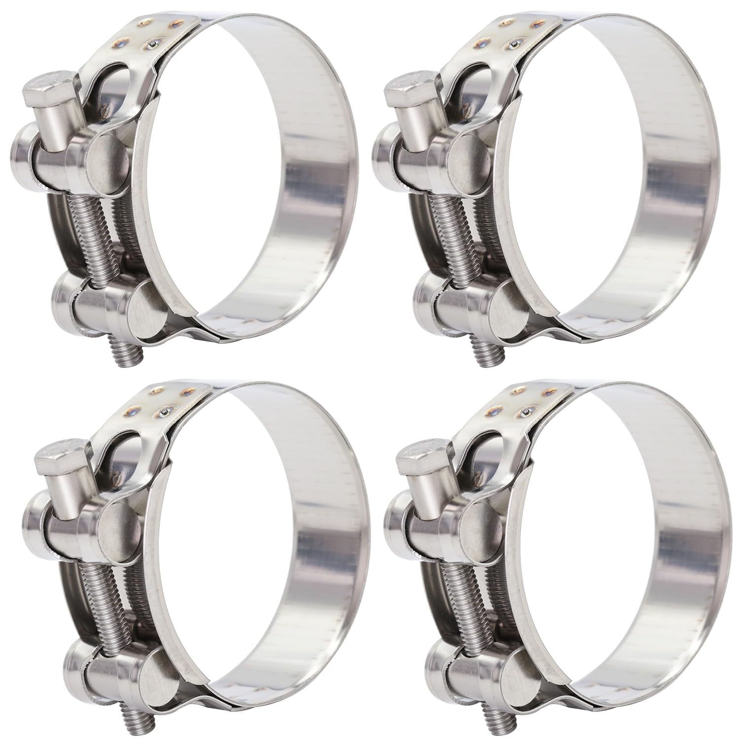 Famltol Silver 6 Pcs T-Bolt Hose Clamps, 40-43Mm Clamping Range, Stainless Steel Exhaust Clamp, Sturdy T Pipe Adjustable Clips For Water And Gas' Pipe, Automotive Tube
