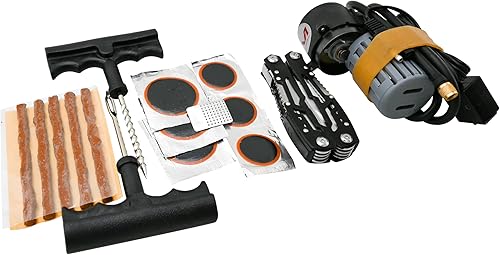Miniatura 2 de Motocicleta, ATV, UTV Kit de reparación plana de tubo sin cámara Kit de reparación de neumáticos con mini compresor de aire
