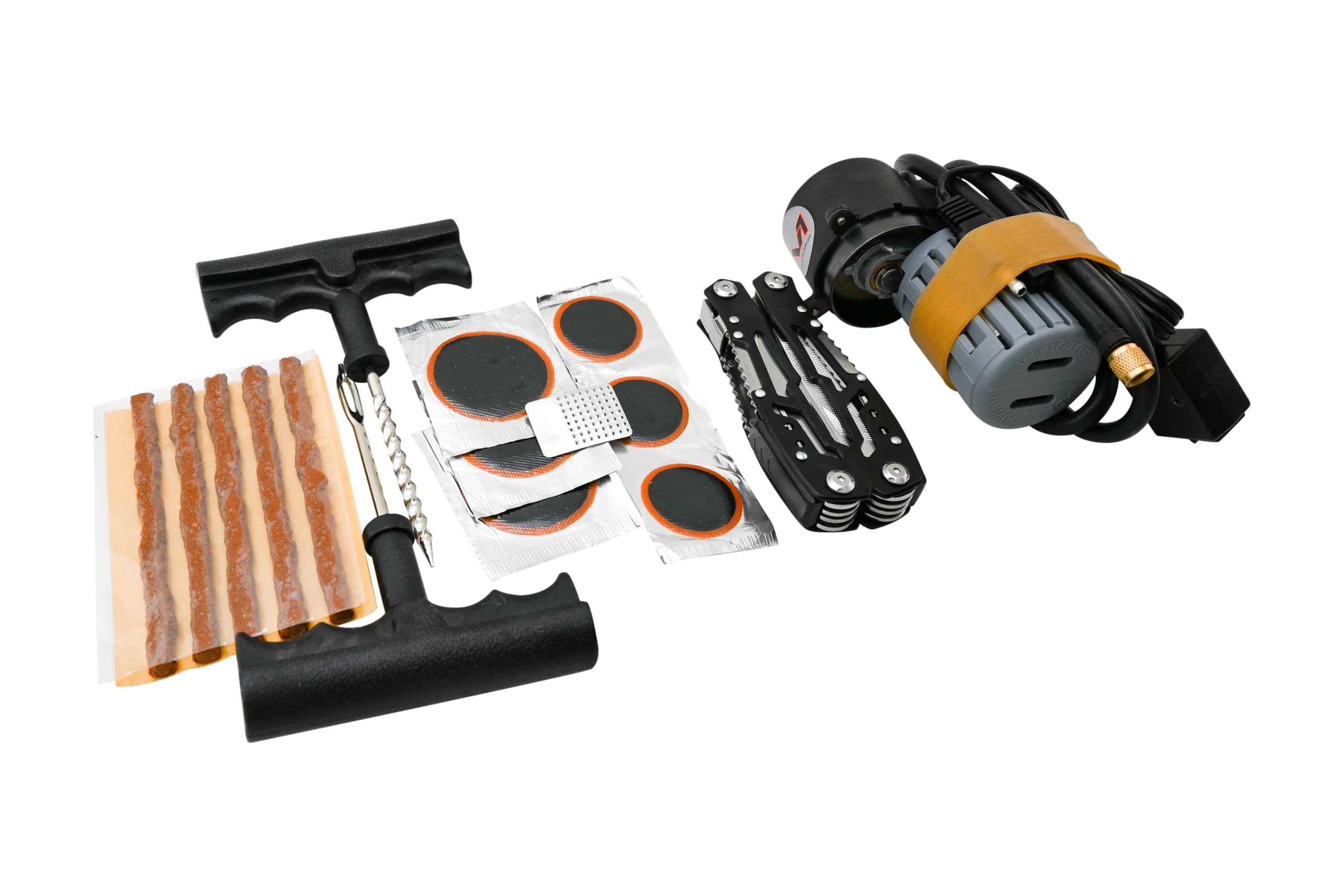 Kit de reparación de neumáticos de Tubo sin cámara para Motocicleta, ATV, UTV con Mini compresor de Aire
