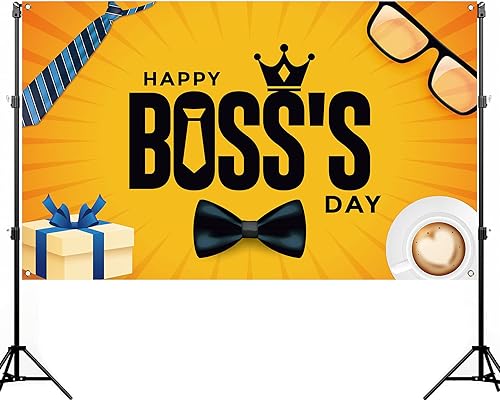 Nepnuser Telón de fondo para cabina de fotos del día del jefe feliz, decoración de pared con texto en inglés «Best Boss Ever»