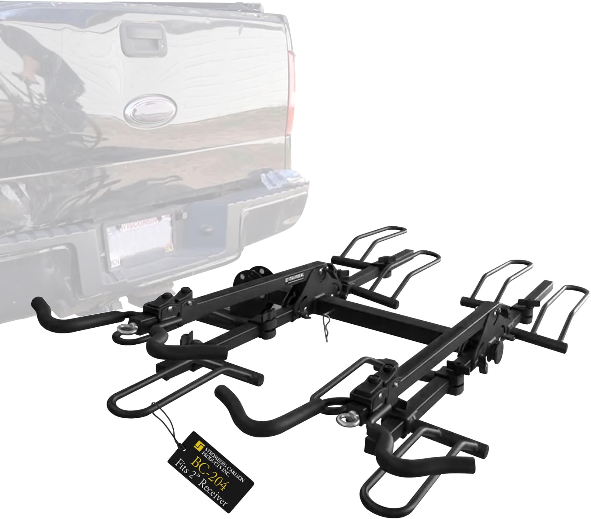 BC-204 Heavy Duty Platform Mount Bike Rack – Folding Hitch Carrier for 4 Bikes, Fits 2" Hitch Receiver, Durable Transport Solution, Compatible with Cars, SUVs, Truck and Trailer