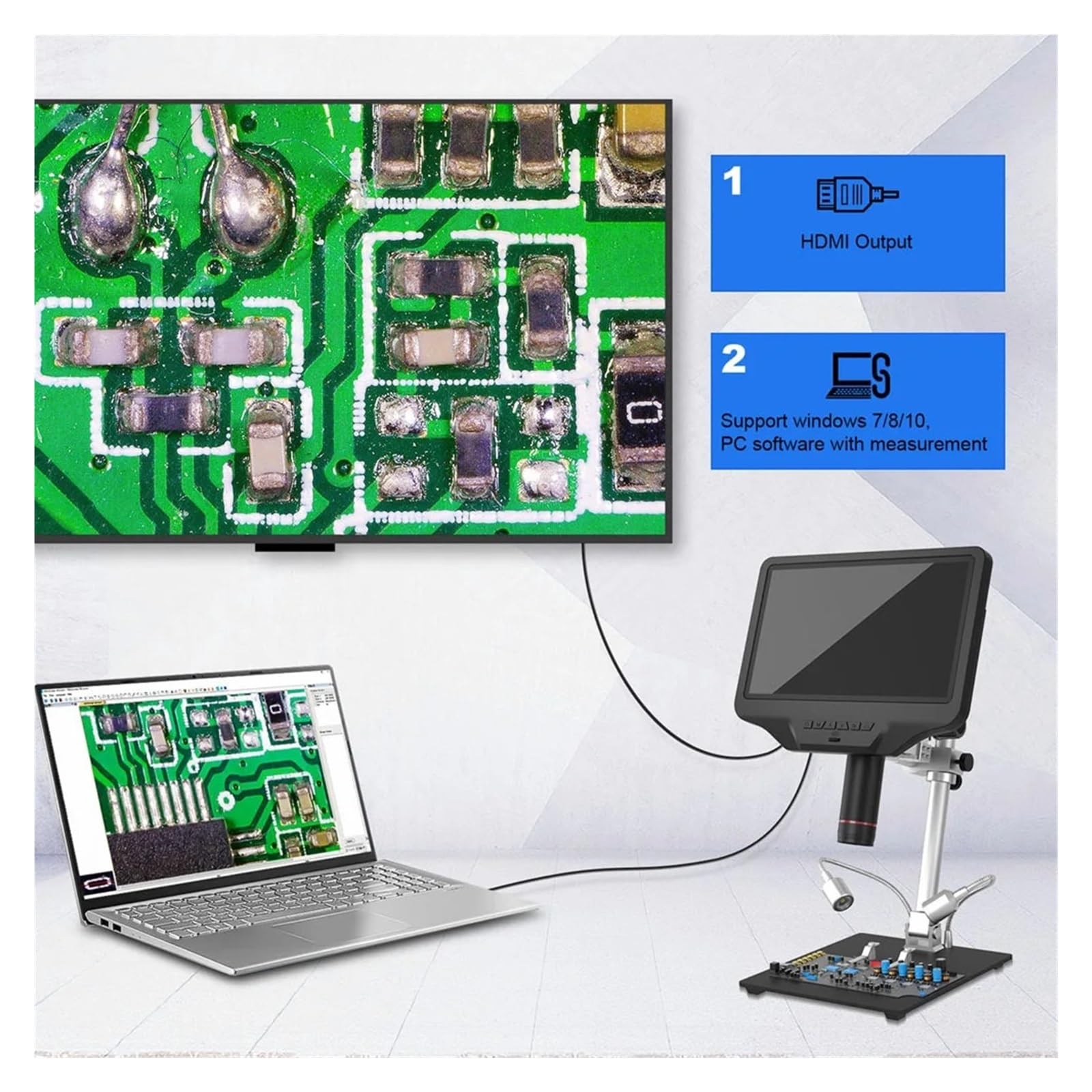 Z Endoskopem WIFI HDMI/USB 10.1 ''mikroskop Cyfrowy Pomiar Do Lutowania PCB Naprawa Elektroniki Telefonicznej Wyraźny Precyzyjny Szczegóły Bez Wysiłku