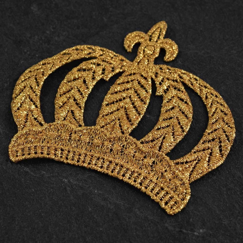 4-1/2" Metallic Gold Crown Applique Patch by pc, LP-Crown