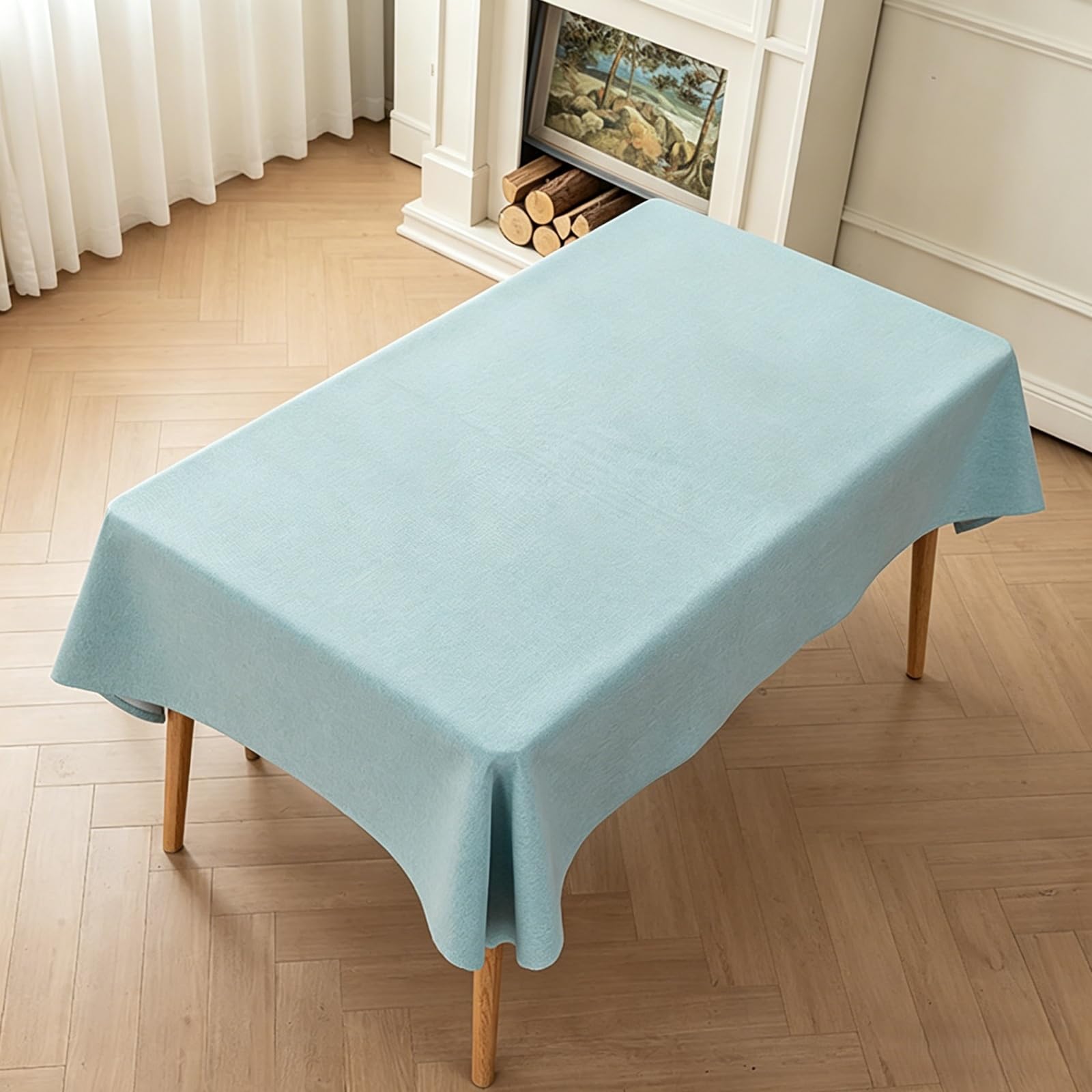 Mantel Mesa Rectangular 100 x 220 cm Antimanchas Lavable, Impermeable Manchas Mantel Durabilidad y Fácil Limpieza para Comedor, Cocina, Cumpleaños, Festivos, Fiesta, Picnic, Azul Cielo