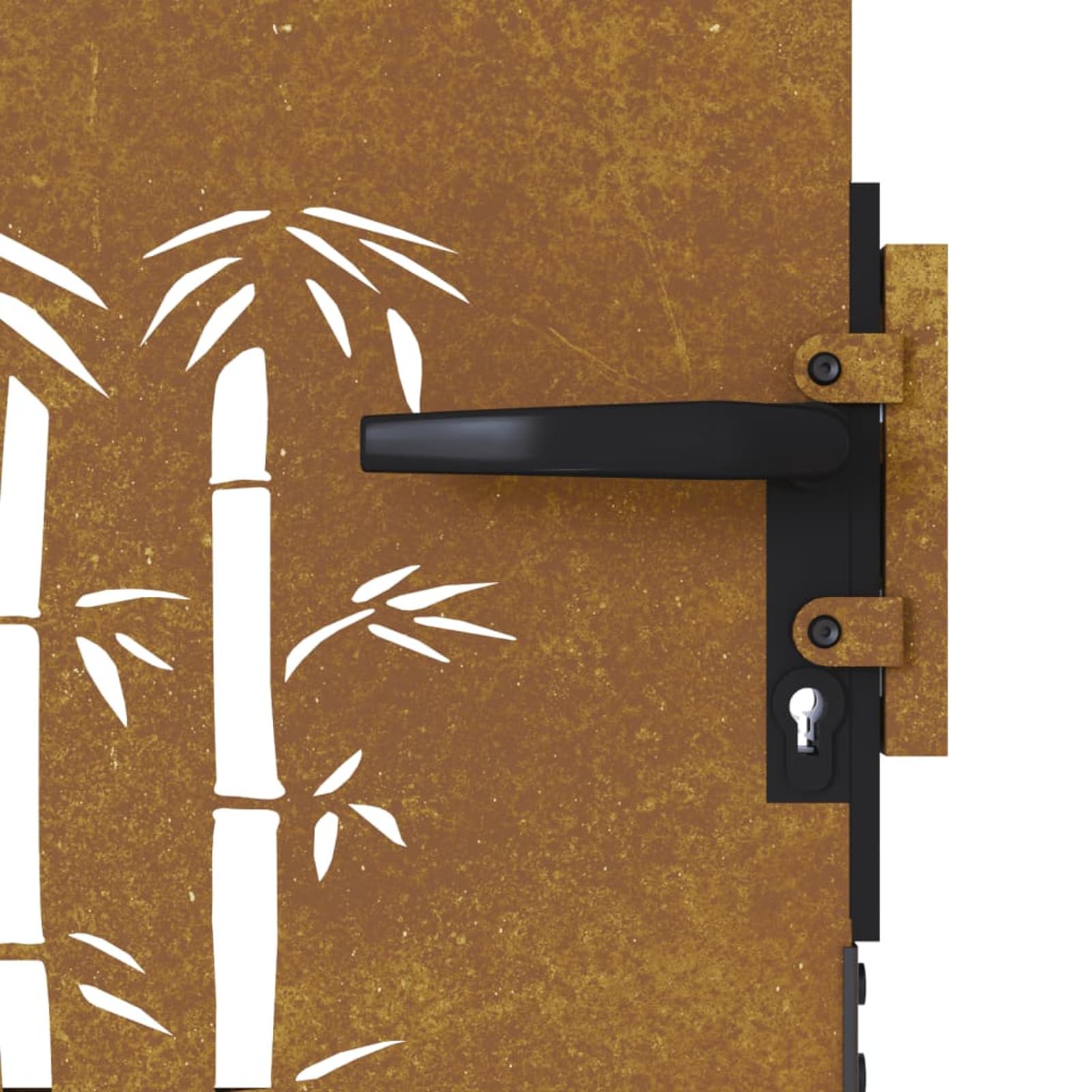 Festnight Puerta de Jardín 85 x 75 cm, Puerta de Jardín de Acero Corten, Puerta Exterior, diseño bambú