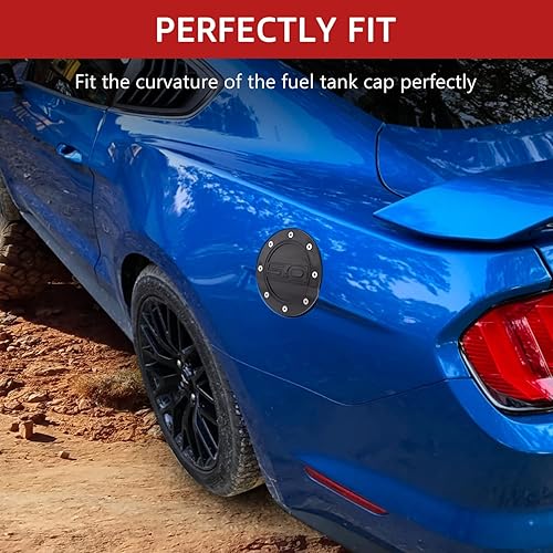 Miniatura 4 de HAKA TOUGH Cubierta de puerta de llenado de combustible de gas para Ford Mustang GT 2015, 2016, 2017, 2018, 2019, 2020, cubierta de tapa de tanque