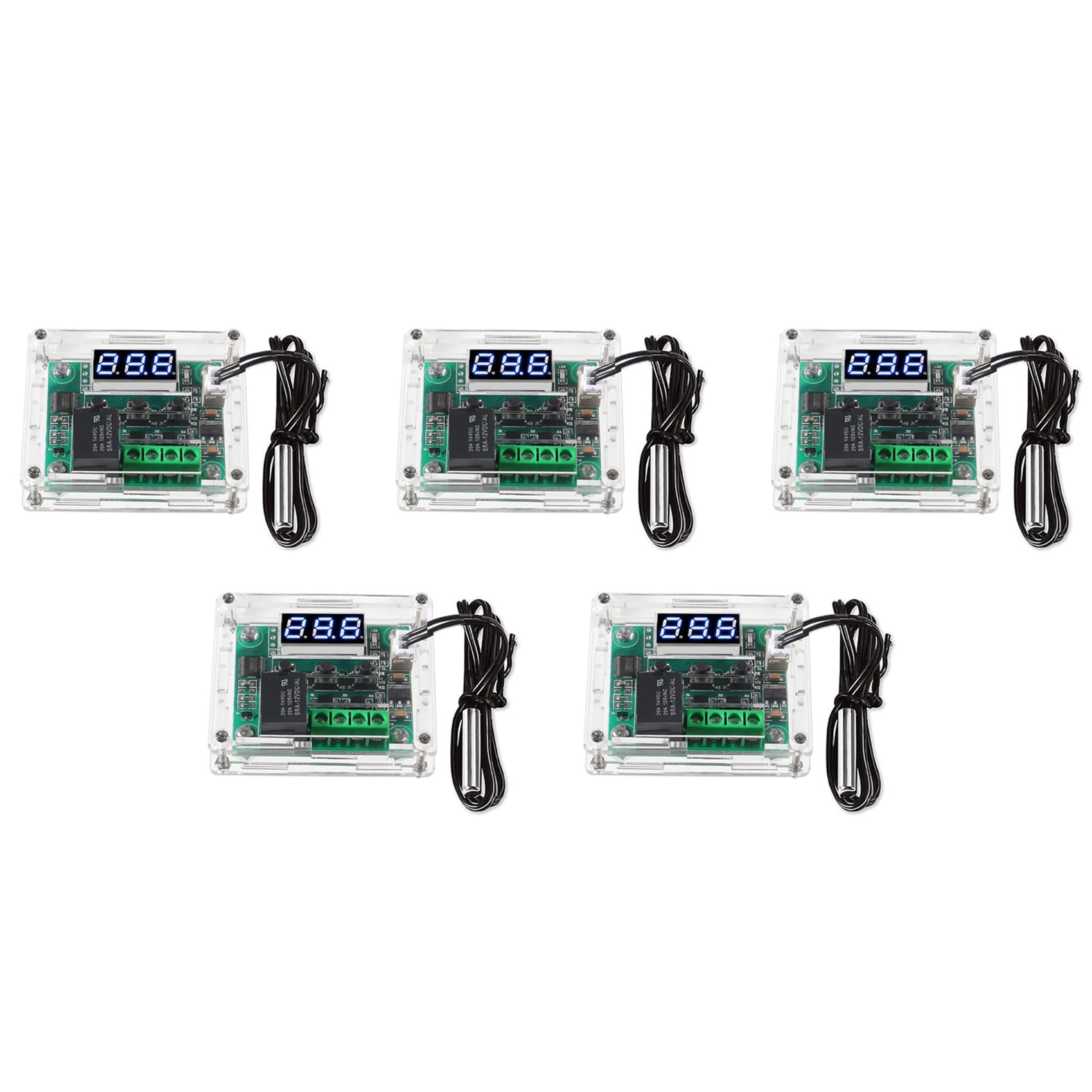 Aundhegrtt As Shown 5X W1209 Dc 12V Digital Temperature Controller Board -50-110°C Electronic Temperature Temp Control Module Switch