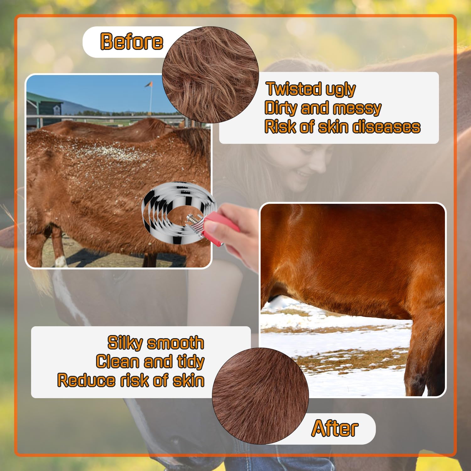 Horse Grooming Brush - 6 Rings Curry Comb -5