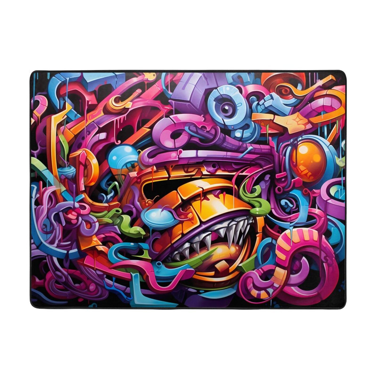 Tapis graffiti hip-hop 160x121 grand tapis de salon en velours