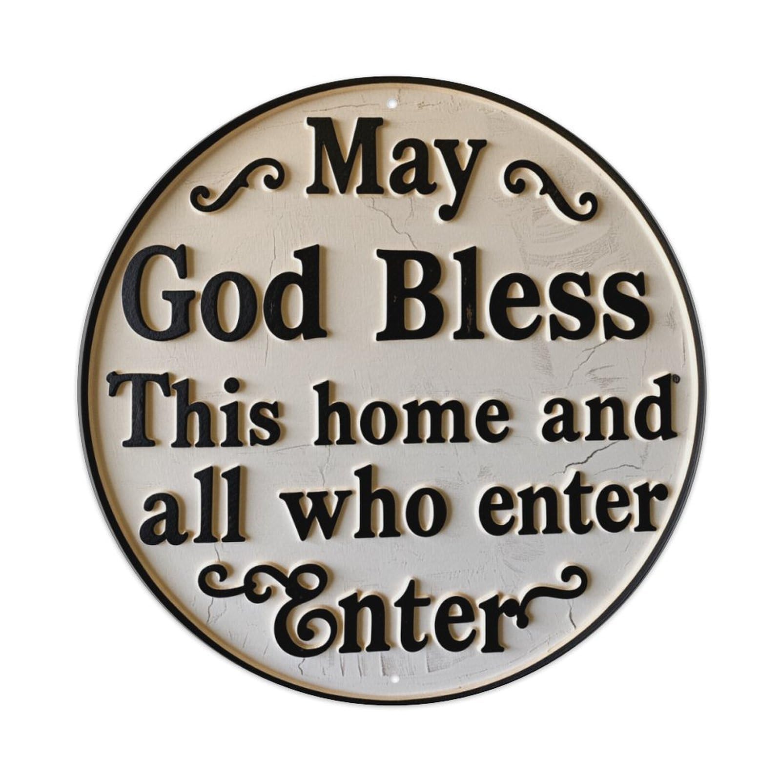 May God Bless This Home And All Who Enter Round Tin Sign Vintage Metal Poster, Home Bar Garage Man Cave Cafe Indoor & Outdoor Wall Decoration 8x8Inches