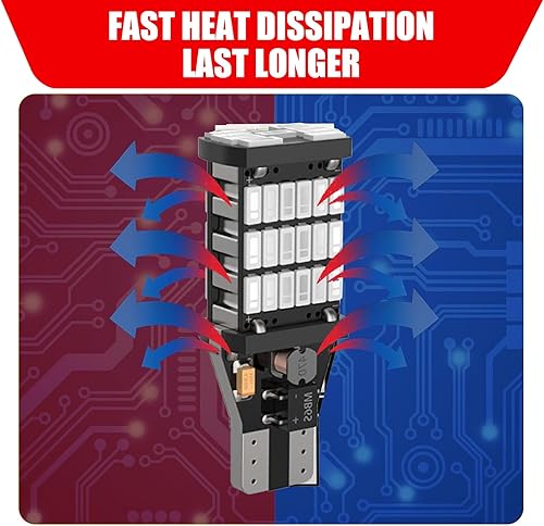 Miniatura 4 de 4 luces LED de marcha atrás, T15 4014 45SMD, bombillas de señal de giro Canbus sin errores, luces de respaldo de carga de frenos, 6500 K de alto