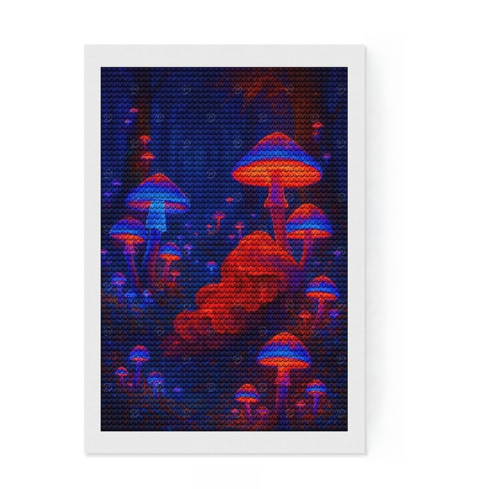 Junmoney Glowing Mushroom Forest Round Drill Diamond Painting 8"x12", for Beginners, Simple to Start, Modern Decor, Birthday Gift, Easy to Enjoy
