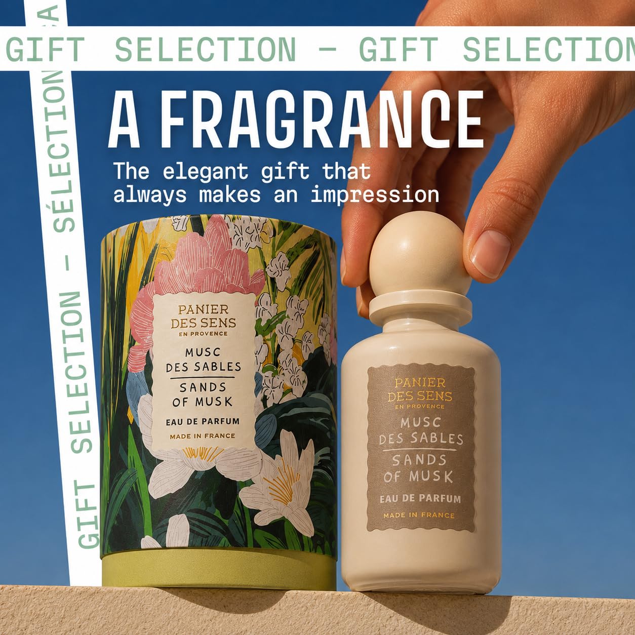 Panier des Sens - Profumo Donna Musc des Sables – Profumo floreale e muschiato – Fragranza femminile al quotidiano – Eau de Parfum elaborata a Grasse, France – Regalo per donna – Elegante cofanetto
