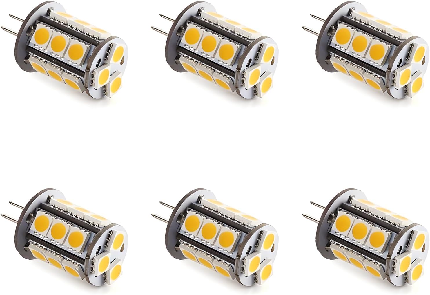 T3 G4 Bi-pin LED Light Bulb 12VAC/DC Low Voltage 3Watt Warm White Color 2700K-3000K for Outdoor Landscape Lighting Path Lights, Deck, Step,Paver Lights Pack of 6