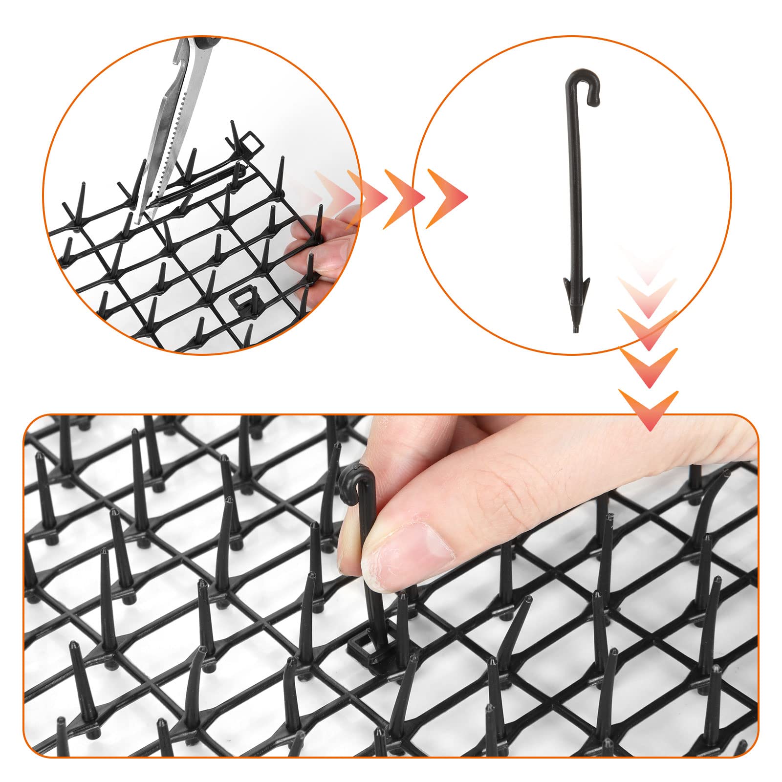 13Ft x 12 Inch Scat Mat for Cats, Cat Scat Mat with Spikes, Anti-Cats Deterrent Mat, Pet Repellent Mat, Cat Digging Stopper Prickle Strip for Indoor Outdoor Sofa Furniture with Garden Staples 4