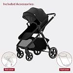 DrBash 2-in-1 Baby Stroller, Convertible Reversible Seat, Compact Fold, All-Terrain Wheels, Large Canopy, Newborn to Toddler Portable Baby Stroller with Storage Basket & Accessories (DARK GREY)