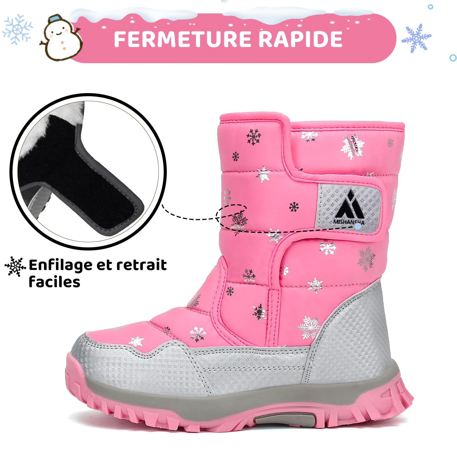 Mishansha Bottes d'hiver Chaudes Bottes de Neige Doublées 26-37 EU