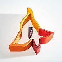Vista 3 de Juguete apilable de madera de arco iris, apilador de madera con elementos de fuego, bloques apilables de varias formas, Waldorf y Montessori juguete