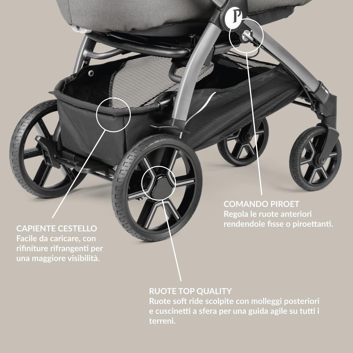 PEG Book Modular Passeggino Trio Neonati 0-4 Anni, Reversibile, Navicella, Seggiolino Auto i-Size, Mercury