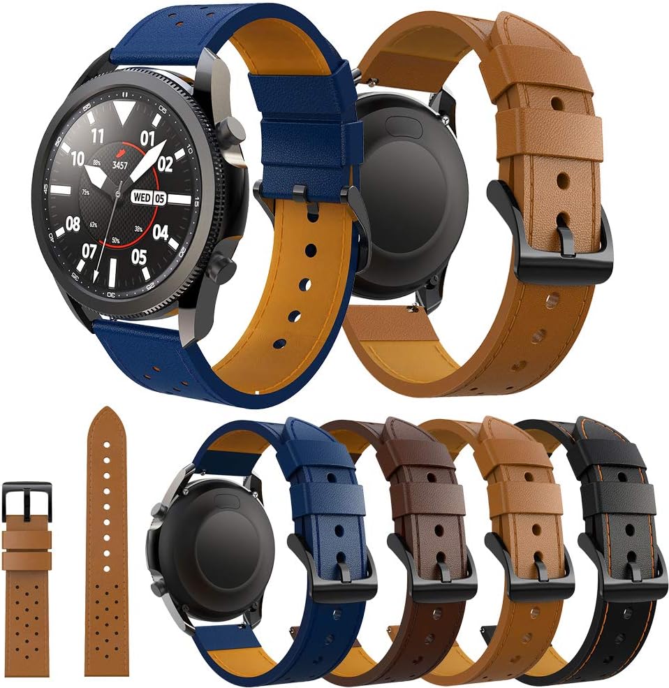 Senter for Galaxy Watch 3 45mm Band,22mm Soft Fashion Genuine Leather Sport Replacement Strap Band Compatible with Samsung Galaxy Watch 3 45mm Smart Watch