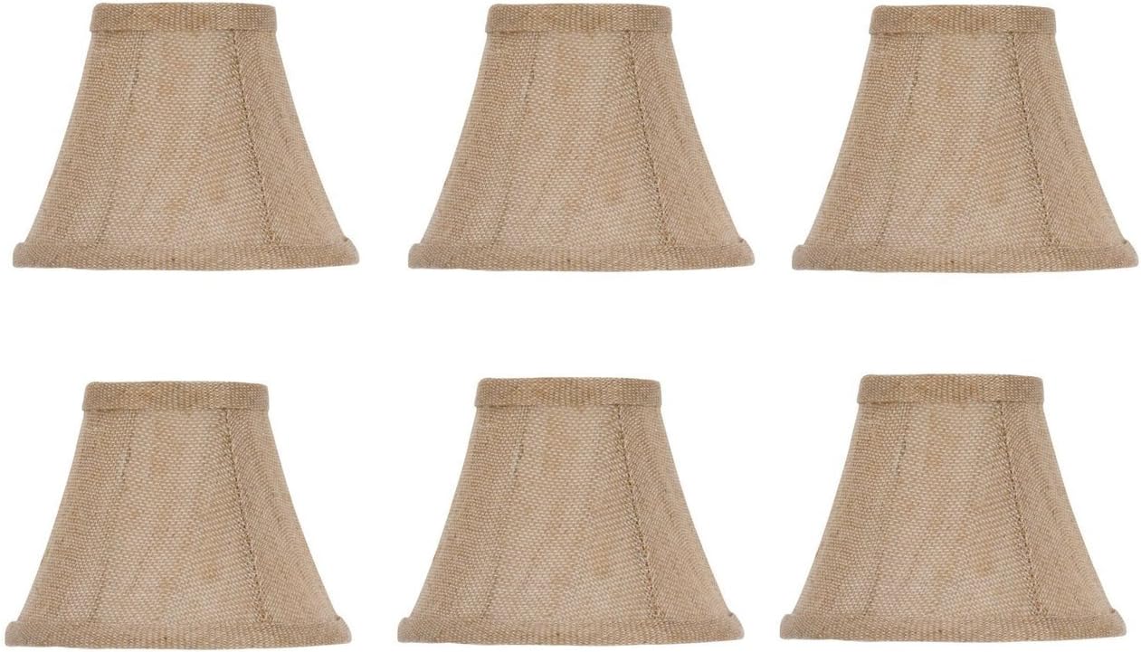 Upgradelights® Set of 6 Natural Linen Bell Shade Chandelier Lamp Shade Mini Clip on Shade 6''