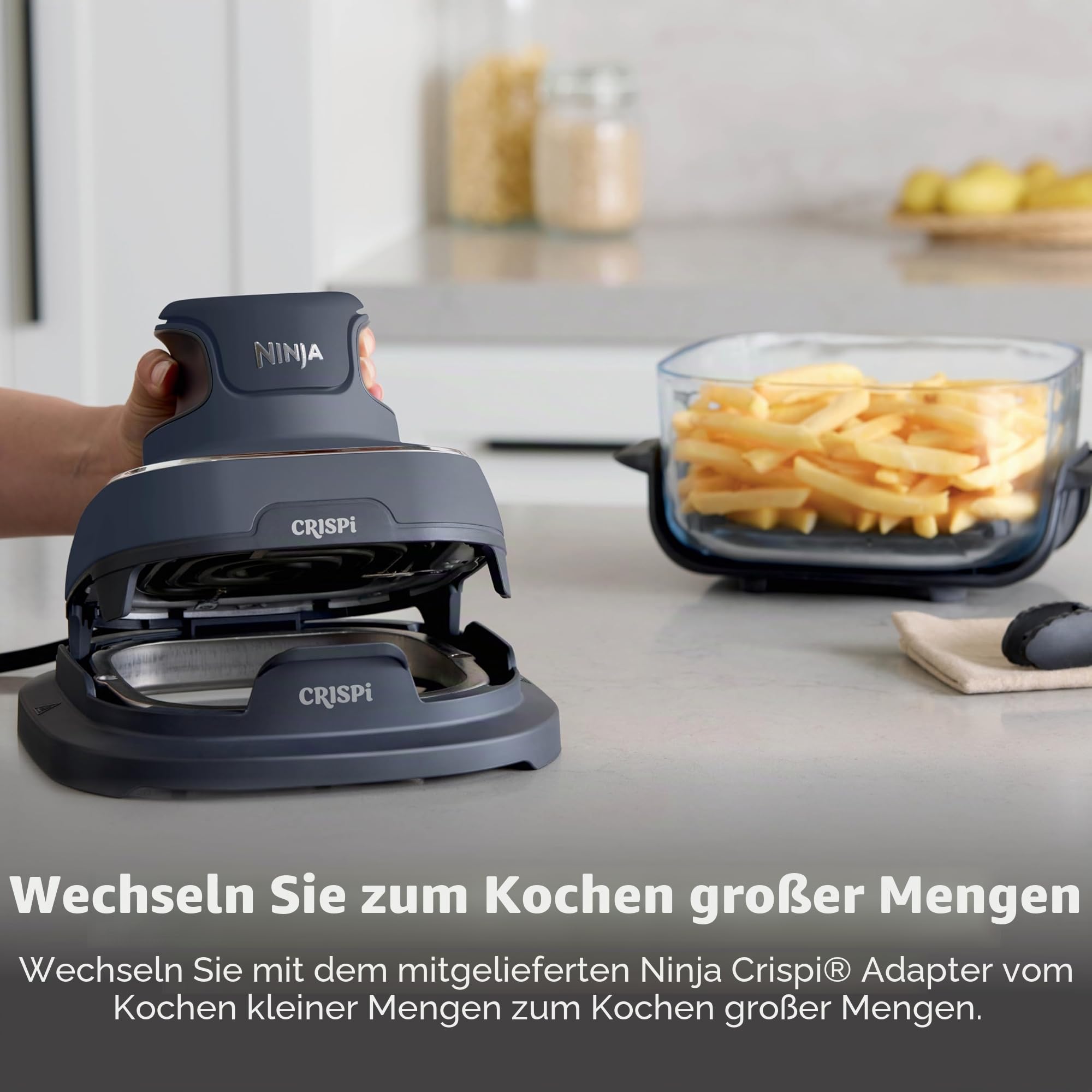 Ninja Crispi – Tragbares Kochsystem mit Crispi PowerPod, 6 Tassen und 4 Tempware-Glas-Tassen, hitzebeständig, Aufbewahrungsdeckel, mikrowellengeeignet