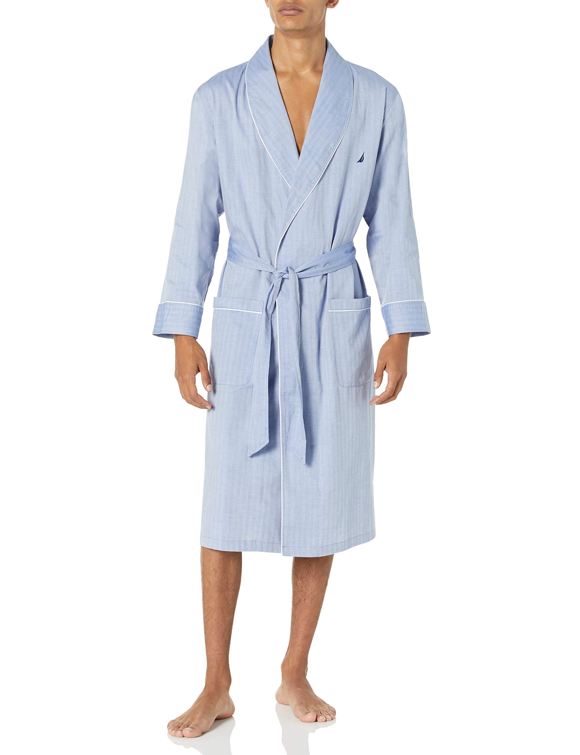Nautica Men's Long Sleeve Lightweight Cotton Woven Robe, Color, Size