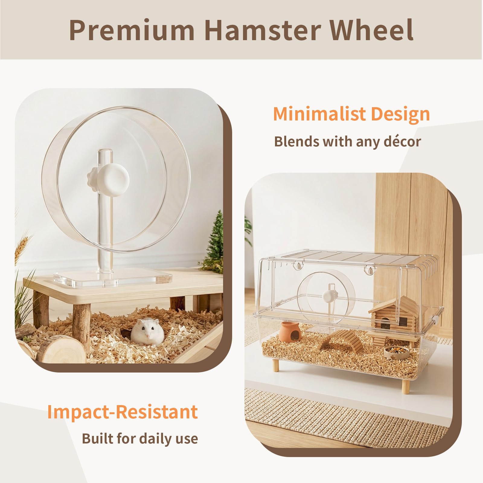 Roue de hamster silencieuse de 24 cm pour hamsters dorés et gerbilles