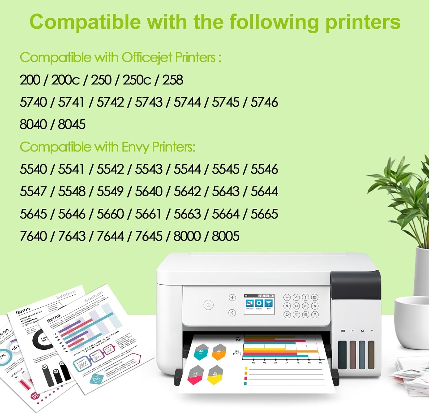 greencycle 62XL Remanufactured Ink Cartridges Combo Pack Replacement for HP 62 XL C2P05AN C2P07AN Compatible for Envy 5540 5660 7640 7645 Officejet 200 2250 5740 8040 (1 Black 1 Color)