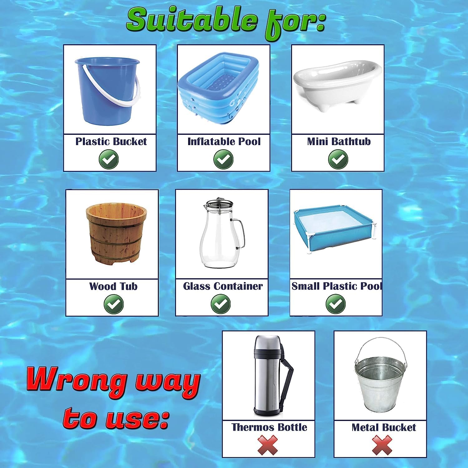 1000W-220 to 240V Water Heater Portable Electric Immersion Element Travel Water Heater Immersion Heater for Heating Water in Jug Flask or Bucket