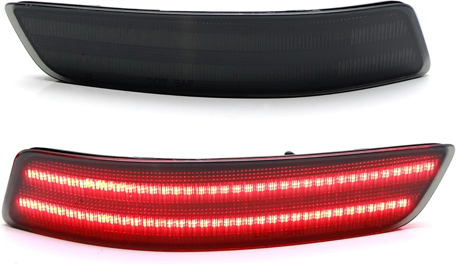 iJDMTOY Dark Smoked Lens 60-SMD Full LED Rear Bumper Reflector Light Trim Compatible With Lexus 2013-2018 ES, 2013-2020 GS, Function as Tail or Rear Fog Lights