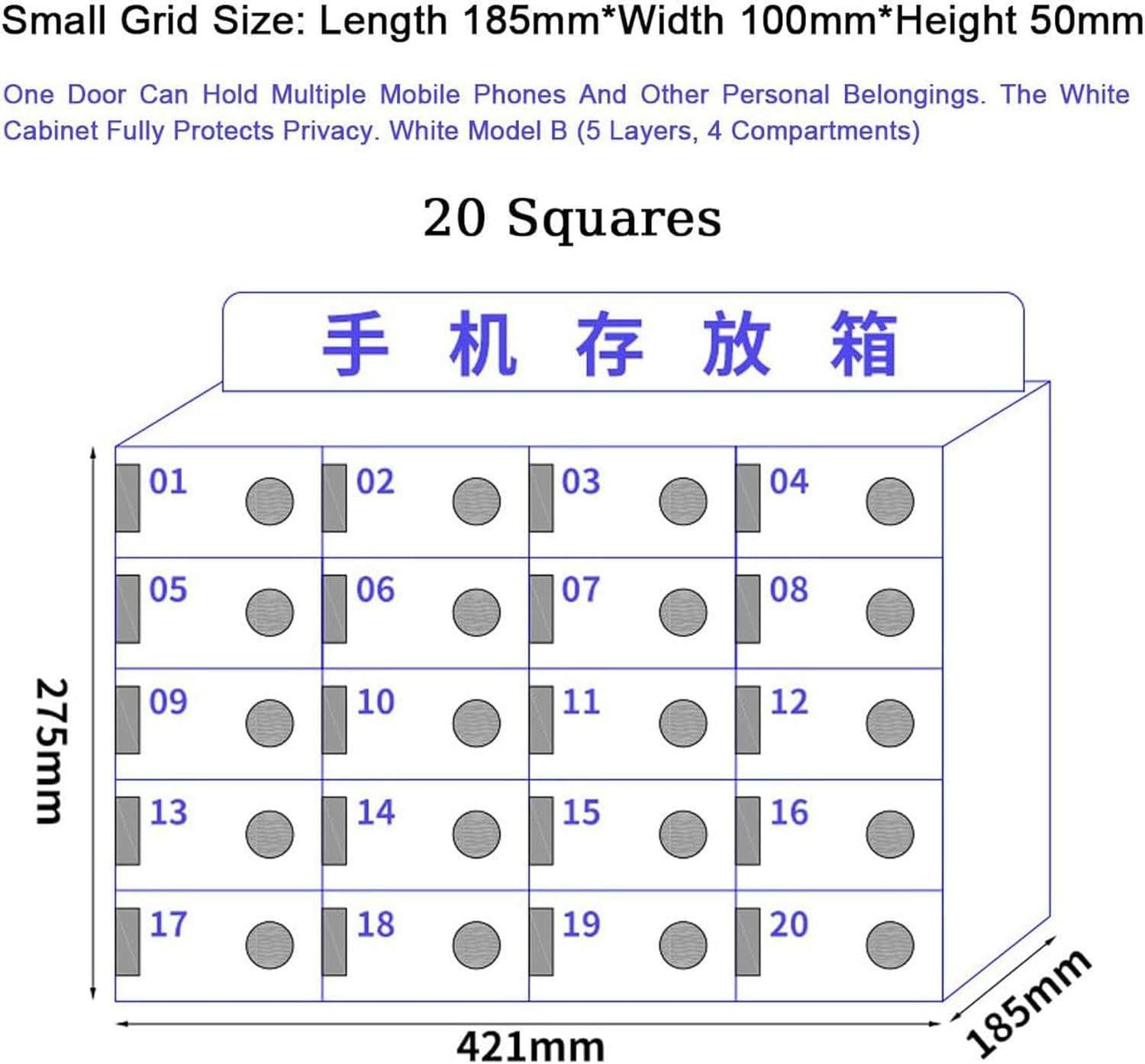 Cell Phone Lockers Box, Acrylic Cell Phone Storage Cabinets with Door Locks and Keys, Wall Mounted Cell Phone Locker