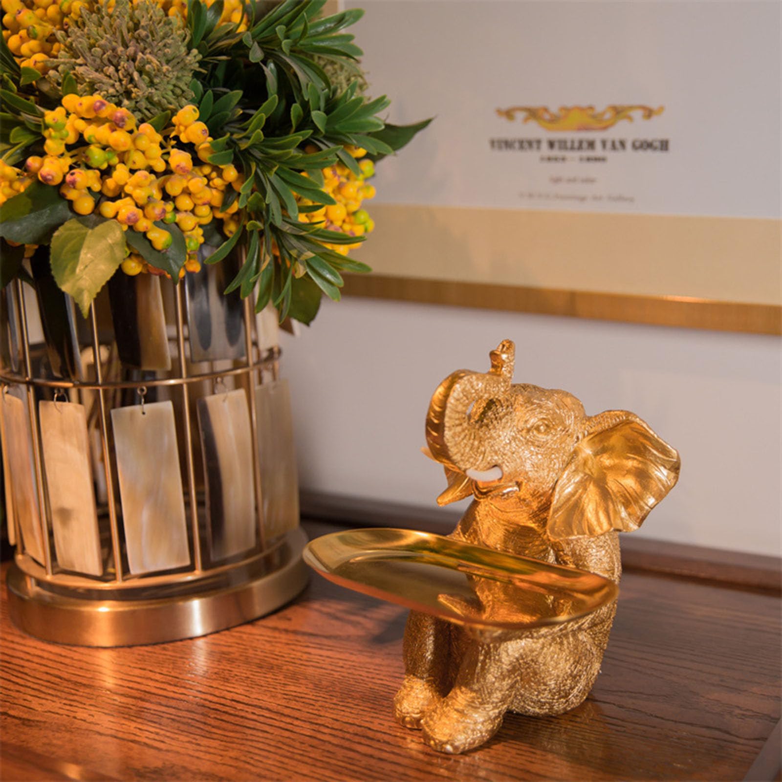 Statua Ciotola Chiave Decorazione Dell'elefante Vassoio in Acciaio Inossidabile Kulptur Figura Decorazione Moda, Tessile Per La Casa, Multifunzione, Scrivania Elefante Buono Come Regalo,D'oro