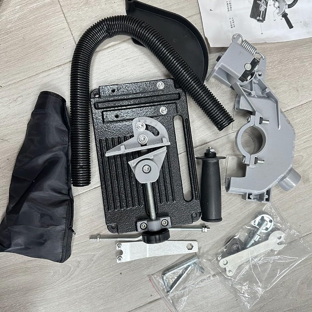 Supporto per smerigliatrice angolare per smerigliatrici da 115-125 mm, gamma di serraggio da 0°-65 mm e 45°-10 mm, supporto da taglio in lega di alluminio e ghisa con protezione per