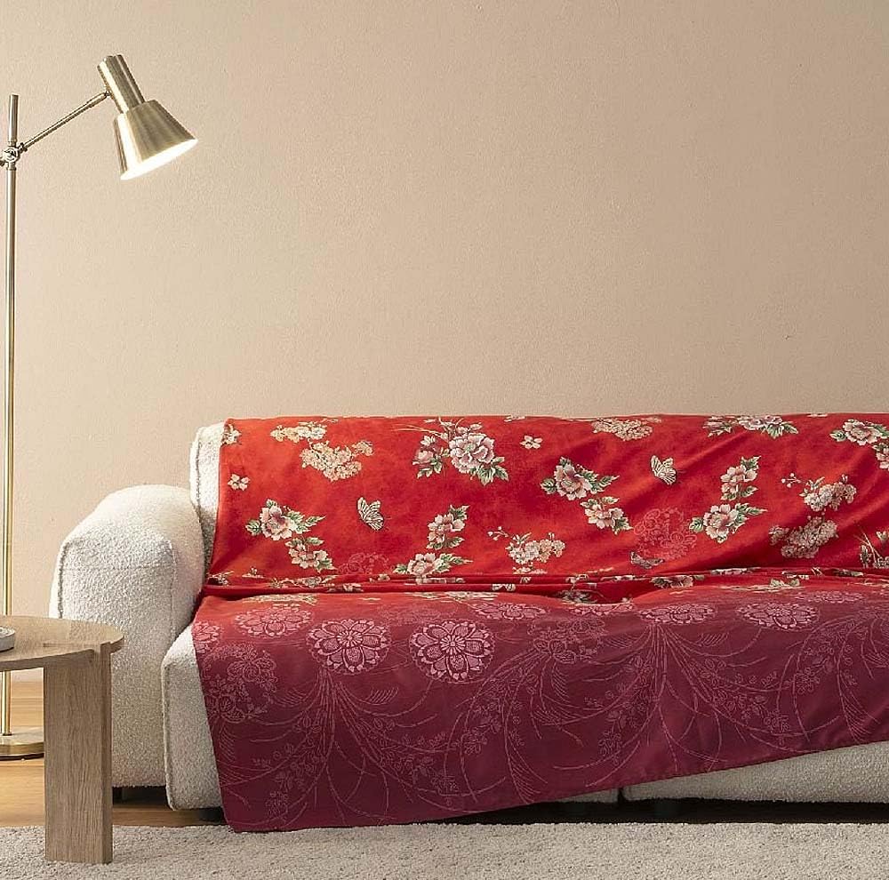 Bassetti ESPERIDI 9333364 Foulard 100% Coton - Couleur : Rouge R1 - Dimensions : 270 x 270 cm