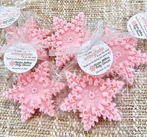 Miniatura 4 de Snowflake Soap Favors - Winter Baby Shower Decorations, Christmas Party Gift For Guests in Bulk, A Little Snowflake Is On The Way Gender Reveal,