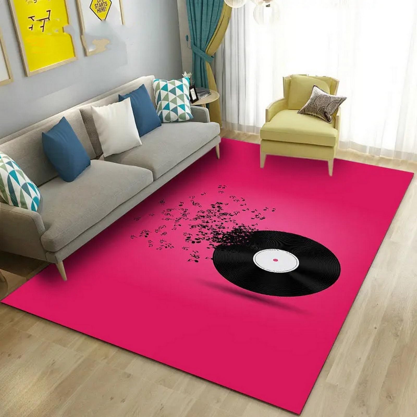Tappeto Di Stampa 3D Disco In Vinile Retrò Di Musica Classica Tappeto Super Morbido Antiscivolo Soggiorno Camera Da Letto Decorazione Della Casa - Poliestere Soft 120 X 160 Cm / 47,24 X 62,99-4X0K4C0
