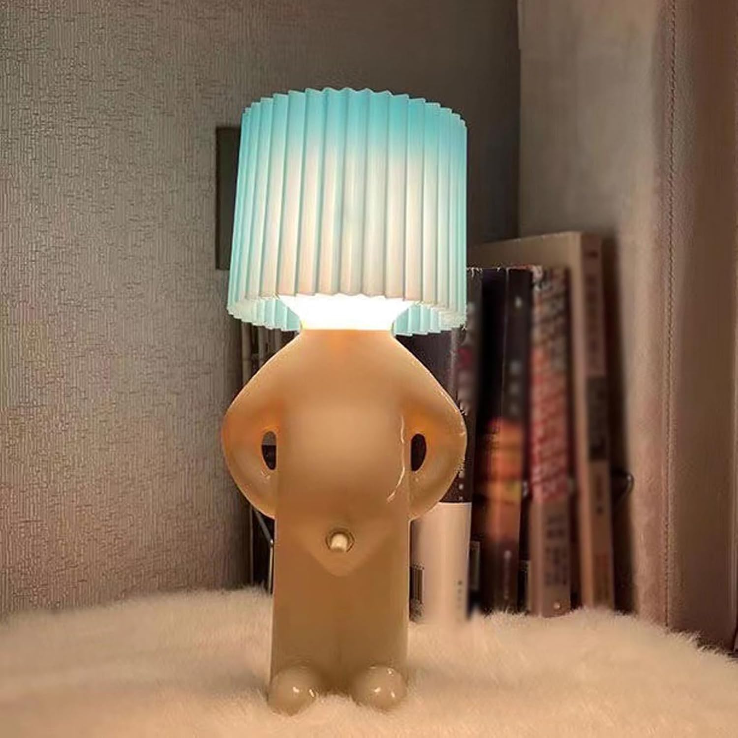 A Little Shy Man Creative Lamp, Naughty Boy Desk Light, Creative LED Night Light, Romantic Bedside Table Lamp, Funny LED Reading Light, Novelty Mood Light Atmosphere Light for Home Decoration (Blue)