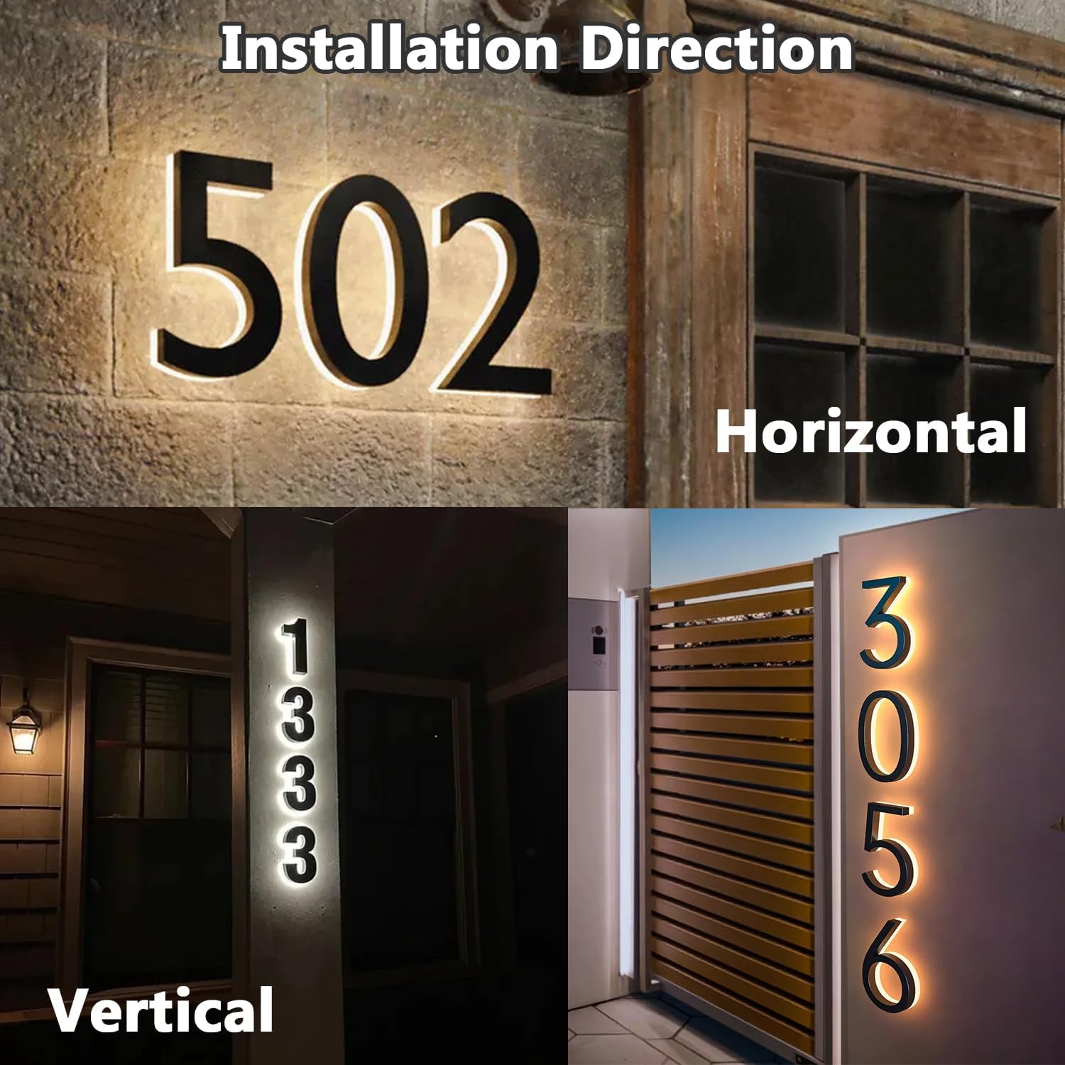 House Numbers for Outside Light Up, Large Customizable LED Backlit Address Number Signs illuminated house numbers for Home, Yard, Mailbox, Exterior