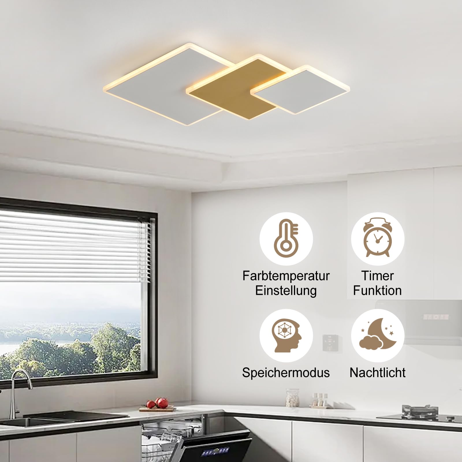 YZBEIMDAI Plafoniera LED Soffitto Moderna, Dimmerabile Lampada da Soffitto Moderna Quadrata con Telecomando＆APP, per Camera da letto Cucina Corridoio