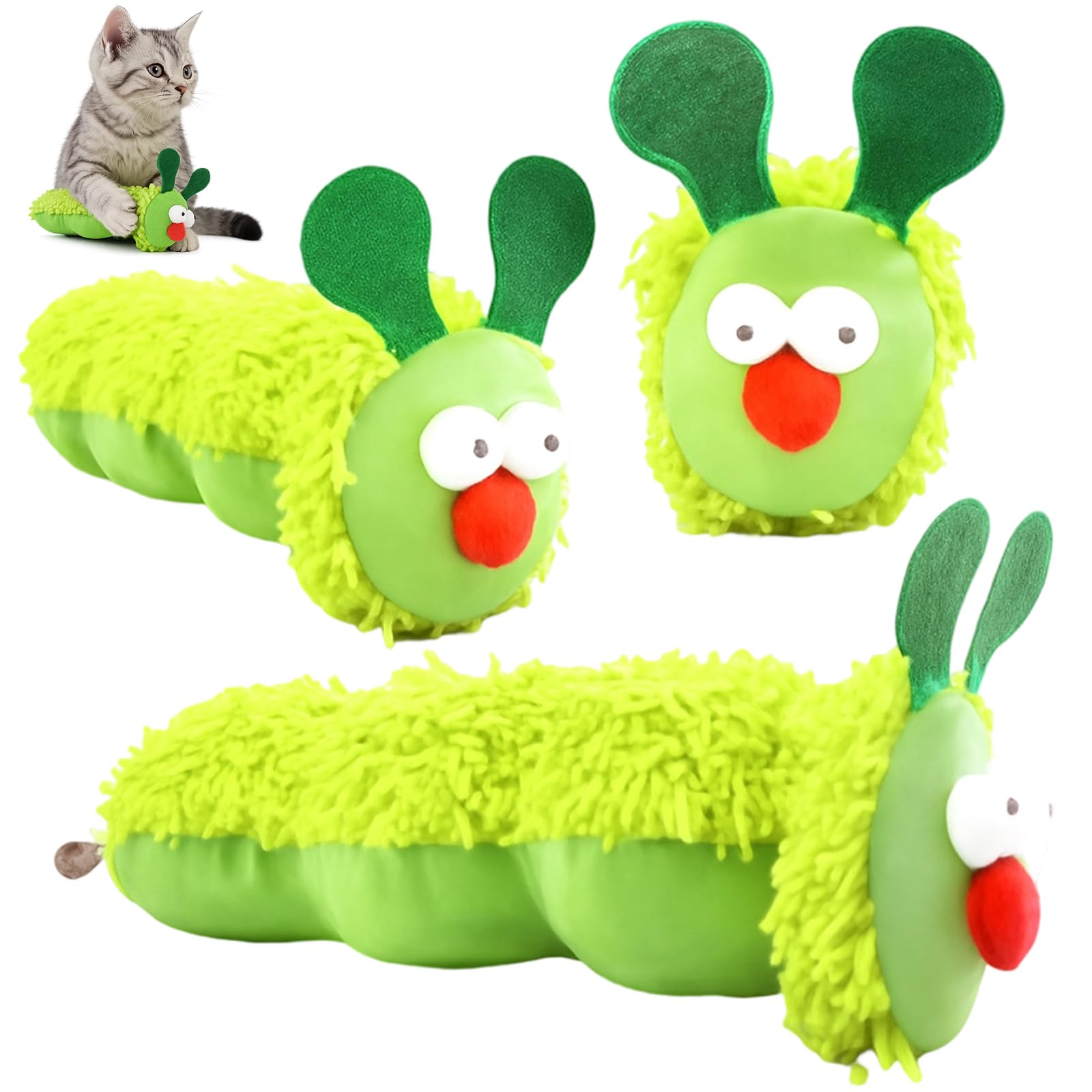 XLTXWD 3Pcs Catnip Toys for Cats Cat Chew Toy for Teeth Cleaning Caterpillar Toy With Catnip, Durable Cat Toys Catnip