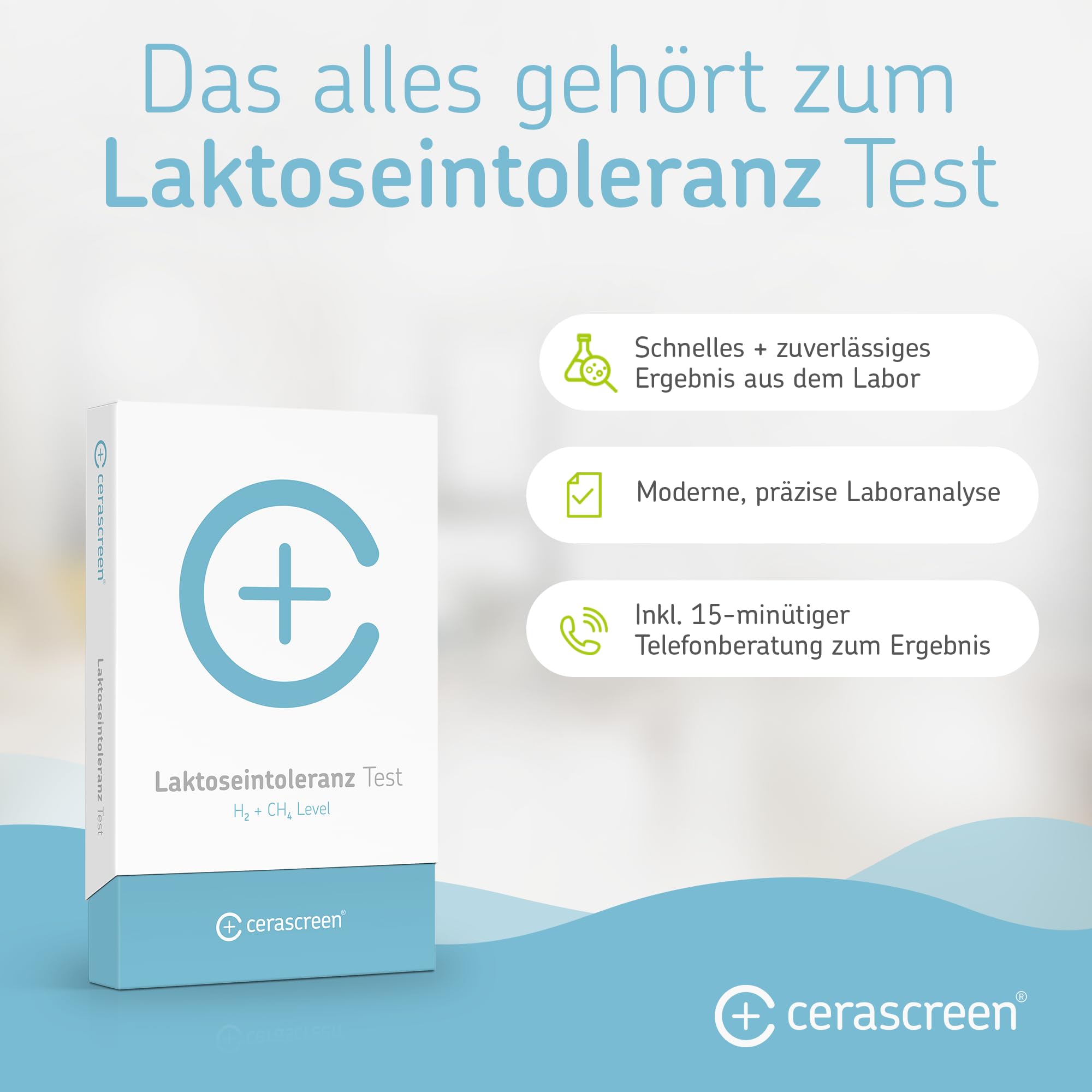 cerascreen Laktoseintoleranz-Test – Laktose-Unverträglichkeit schnell & einfach per Selbsttest von Zuhause bestimmen | Laktose Atemtest | Jetzt Milchzucker-Unverträglichkeit selber testen