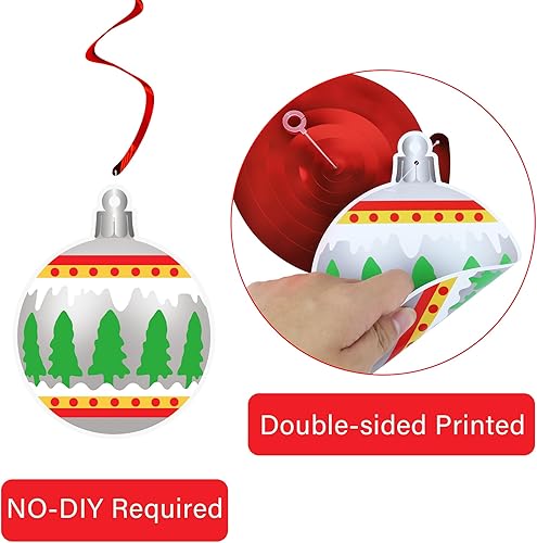 Miniatura 7 de Decoraciones de remolinos colgantes de Navidad, 36 piezas de serpentinas colgantes de techo de Navidad, bolas de árbol colgantes para el hogar,