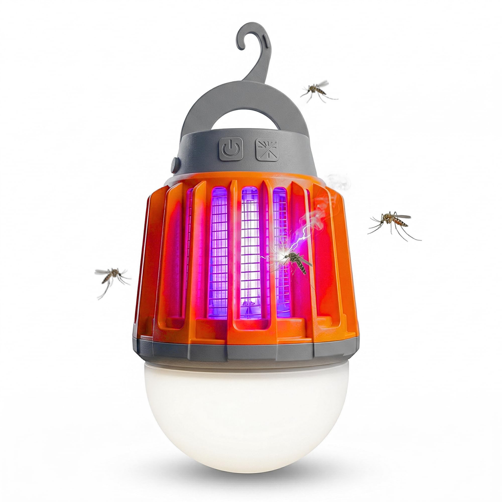 Lampara Antimosquitos Electrico De Exterior E Interior con 3 Niveles De Luz. Mata Mosquitos Electrico para Camping Recargable por USB-C. Repelente 2en1 con Luz UV 360º Y Resistente al Agua (IPX4).