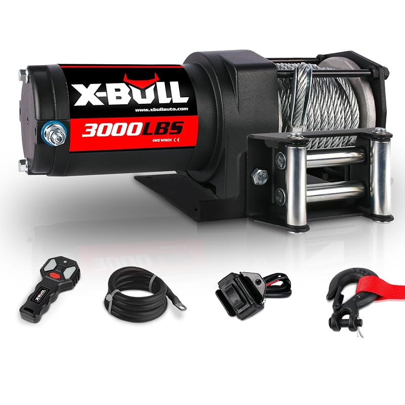 Guincho elétrico 12 V 3.000 lb com cabo de aço e controle remoto X-BULL USAM-XBEW018A