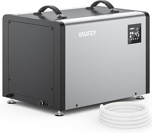 Yaufey Deshumidificador comercial de 125 pintas para espacio de arrastre, sótano, industrial, hasta 6,500 pies cuadrados, control de humedad